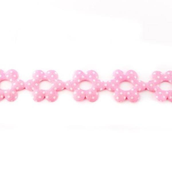 Blumenborte 24mm breit Hellrosa mit weißen Punkten